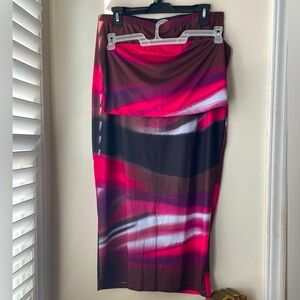 Chic Pink and Brown Patterned Skirt